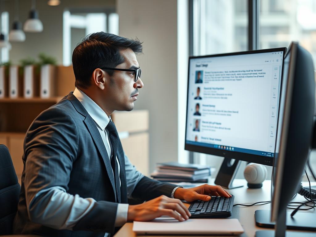 Frustrated hiring manager looking at poor job board results for recruiting firms in Austin Frustrated hiring manager looking at poor job board results for recruiting firms in Austin