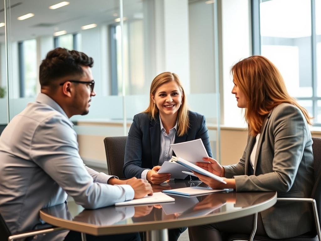 Medical device professionals in a meeting discussing recruitment strategies, representing common questions about top medical device recruiters Medical device professionals in a meeting discussing recruitment strategies, representing common questions about top medical device recruiters