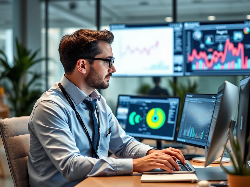 Researcher using AI tools for market research analysis